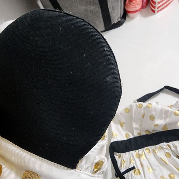 Disney Girls Chef Cooking Baking Apron & Minnie Mouse Ears Hat Set Gold Metallic - Picture 16 of 16